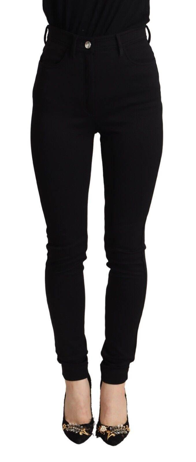 Dolce & Gabbana Black High Waist Skinny Slim Fit Pants - Hilstor