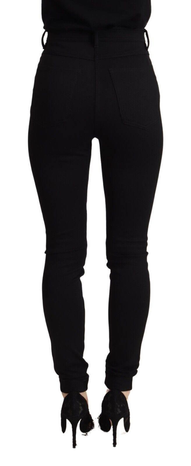 Dolce & Gabbana Black High Waist Skinny Slim Fit Pants - Hilstor