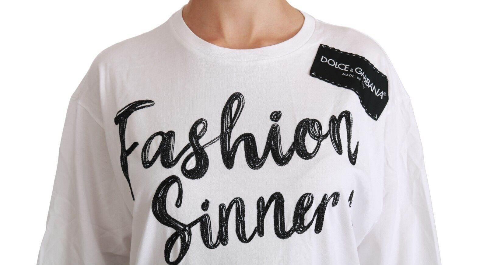 Dolce & Gabbana White Fashion Sinner Cotton Lace T-shirt Top - Hilstor