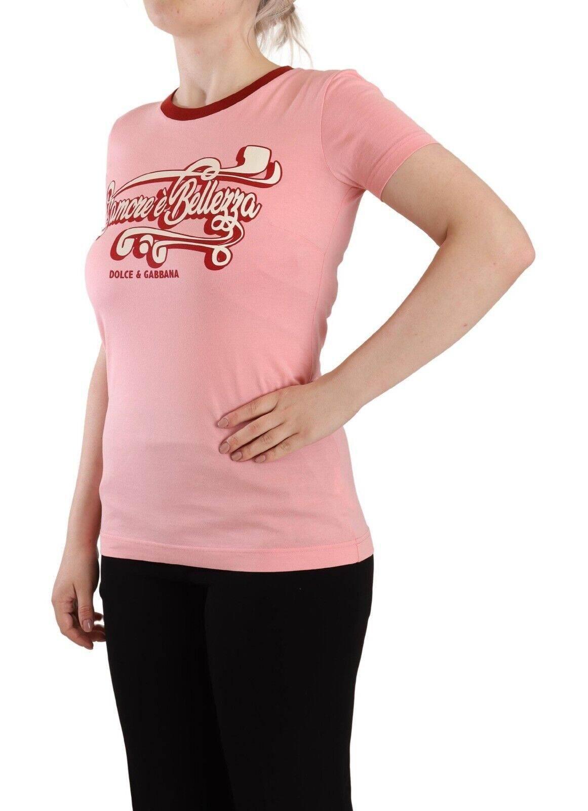 Dolce & Gabbana Chic Pink Logo Crew Neck Tee - Hilstor