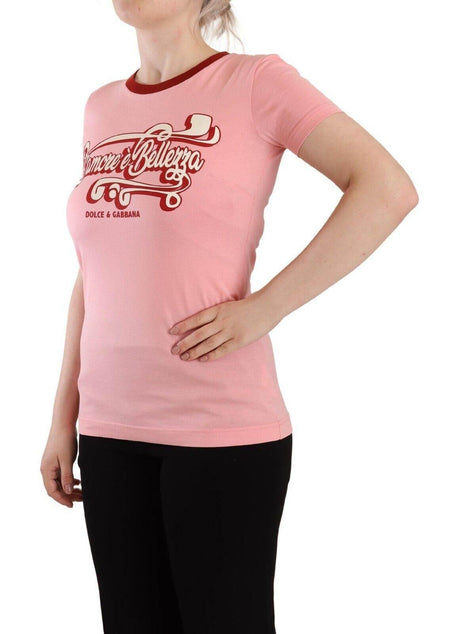 Dolce & Gabbana Chic Pink Logo Crew Neck Tee - Hilstor