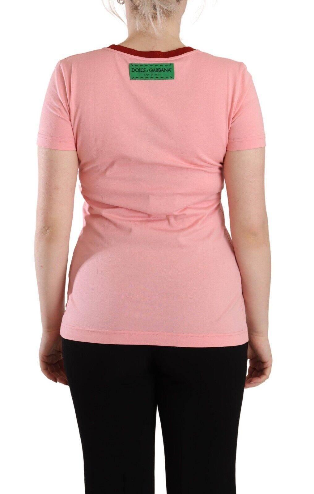 Dolce & Gabbana Chic Pink Logo Crew Neck Tee - Hilstor