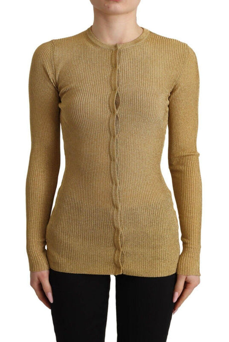Dolce & Gabbana Gold Viscose Blend Buttons Cardigan Sweater - Hilstor