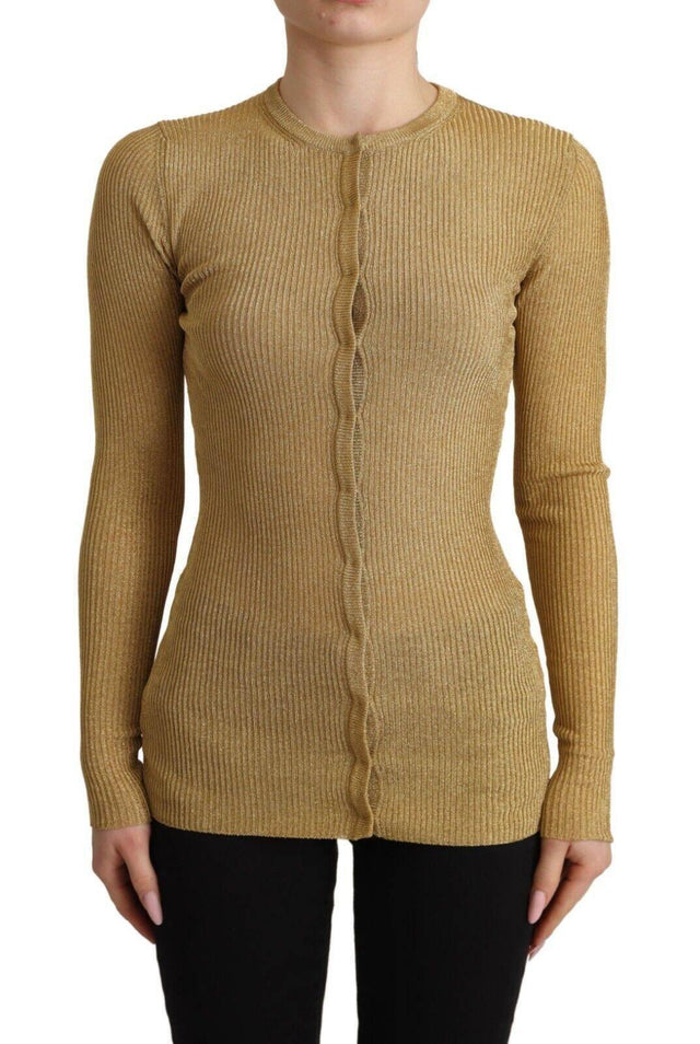 Dolce & Gabbana Gold Viscose Blend Buttons Cardigan Sweater - Hilstor