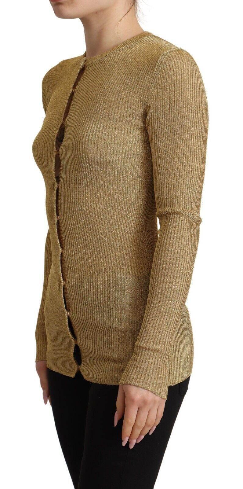 Dolce & Gabbana Gold Viscose Blend Buttons Cardigan Sweater - Hilstor