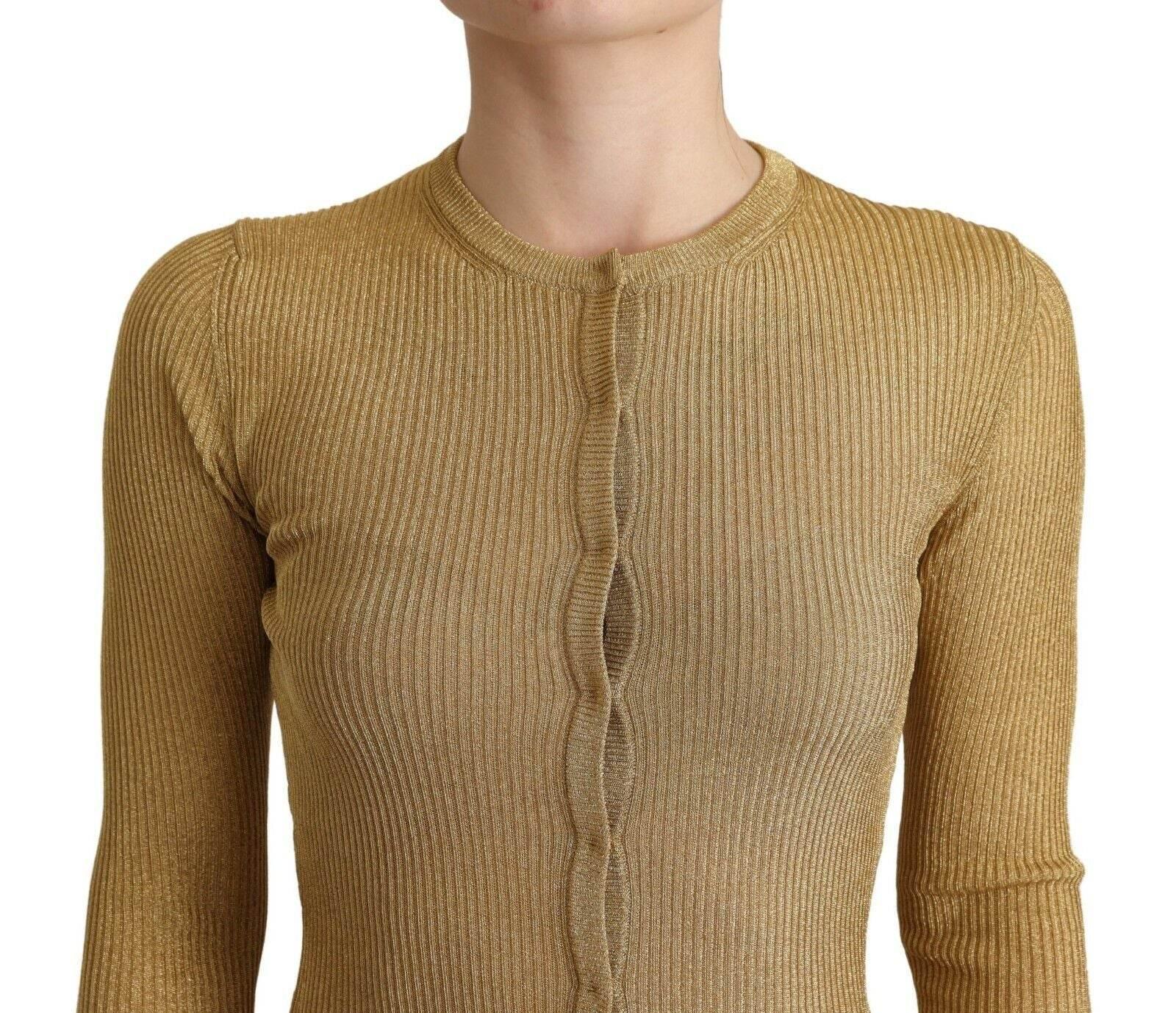 Dolce & Gabbana Gold Viscose Blend Buttons Cardigan Sweater - Hilstor