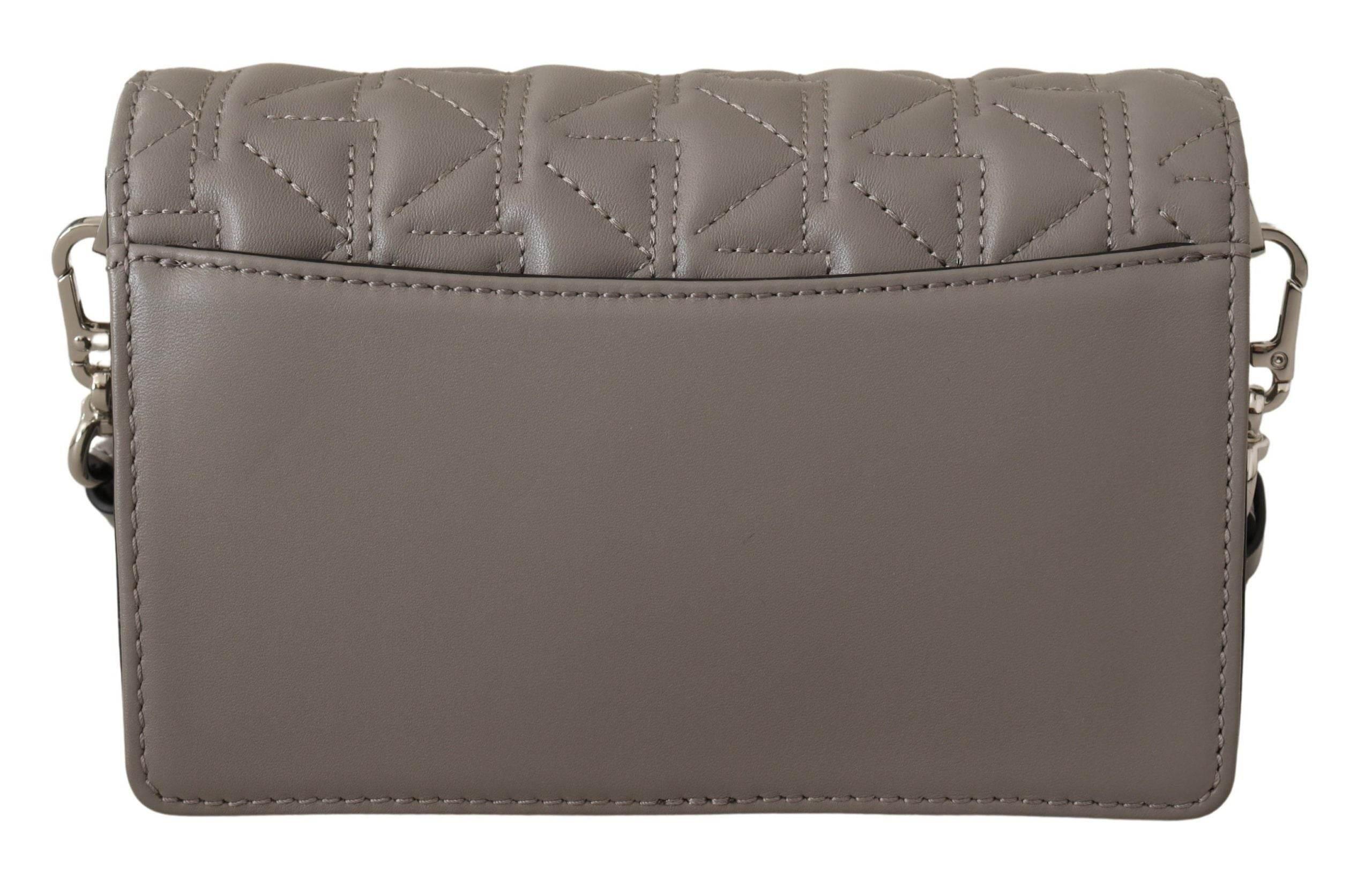 Karl Lagerfeld Elegant Grey Leather Crossbody Bag - Hilstor