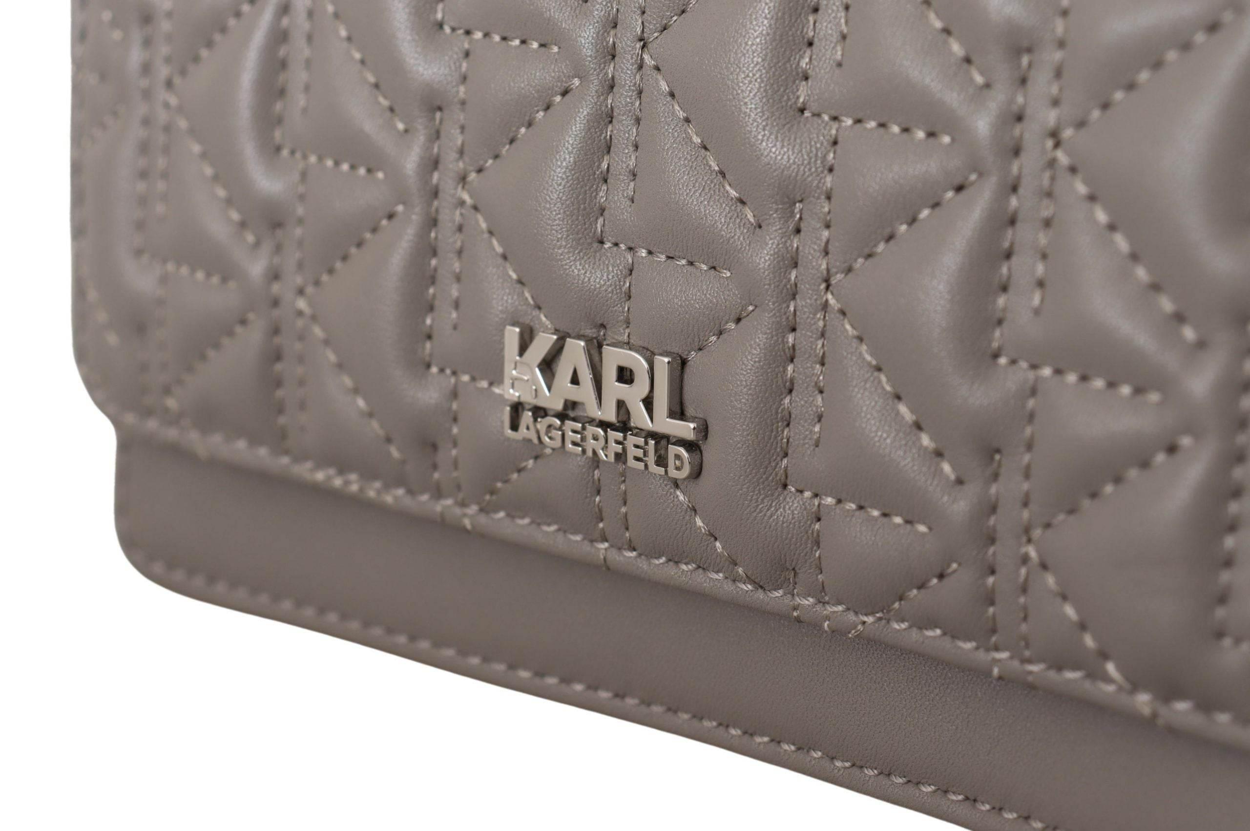 Karl Lagerfeld Elegant Grey Leather Crossbody Bag - Hilstor