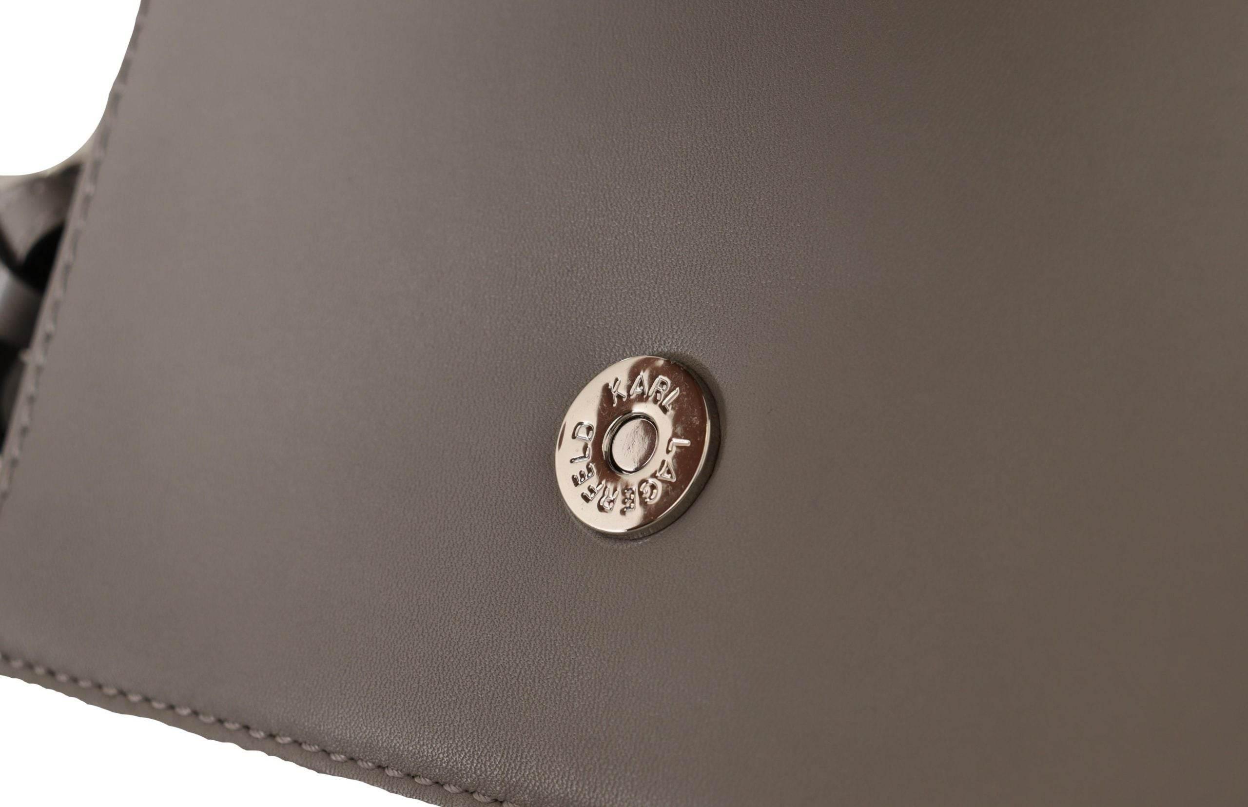 Karl Lagerfeld Elegant Grey Leather Crossbody Bag - Hilstor