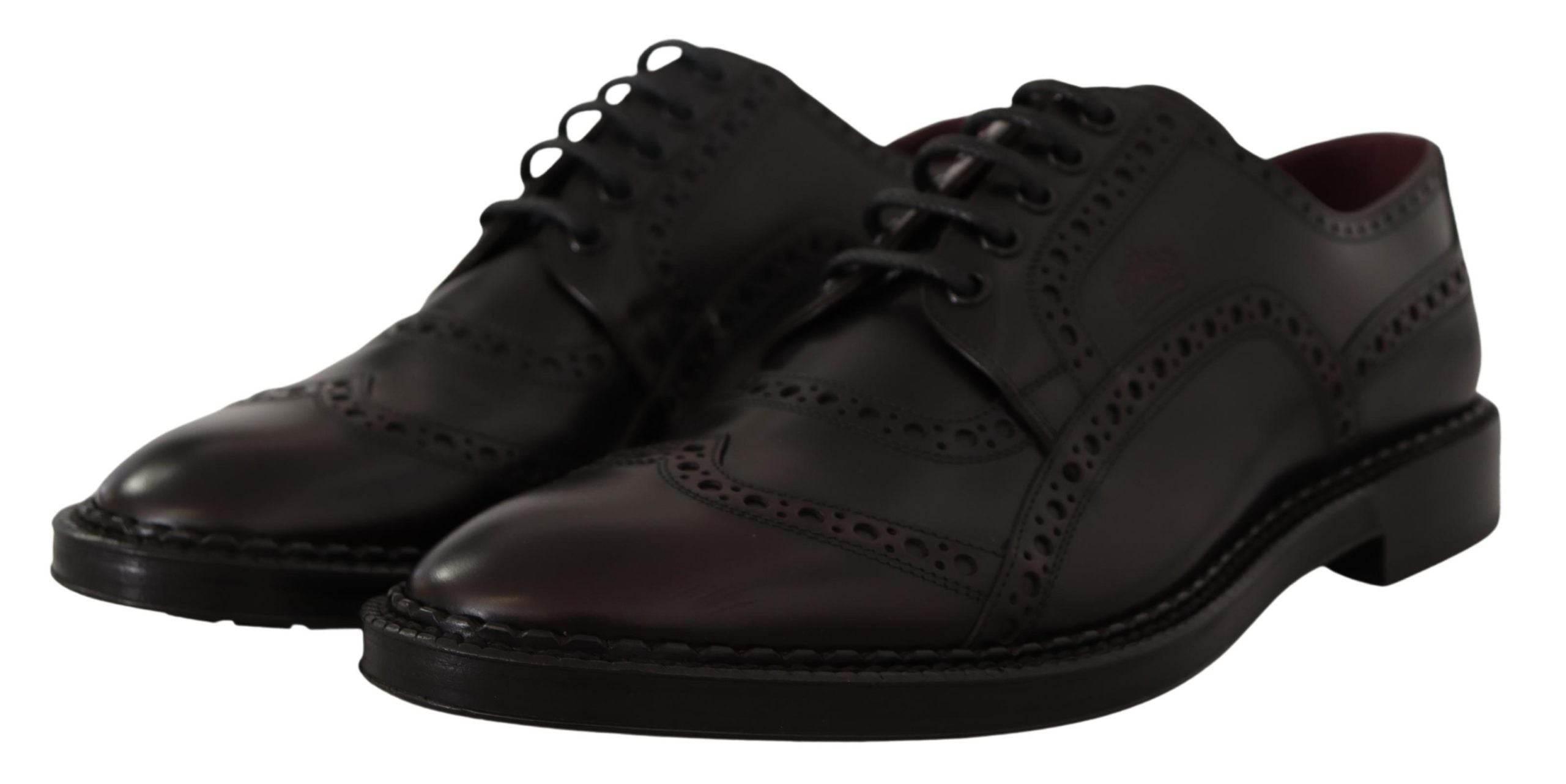 Dolce & Gabbana Elegant Purple Leather Derby Formal Shoes - Hilstor