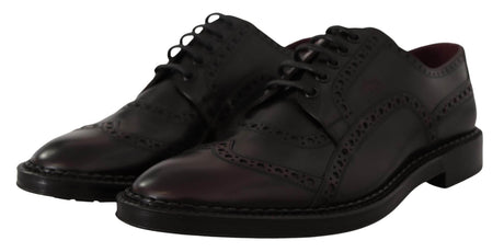 Dolce & Gabbana Elegant Purple Leather Derby Formal Shoes - Hilstor