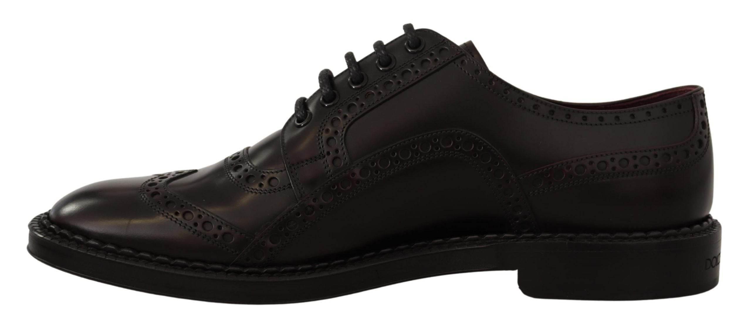 Dolce & Gabbana Elegant Purple Leather Derby Formal Shoes - Hilstor