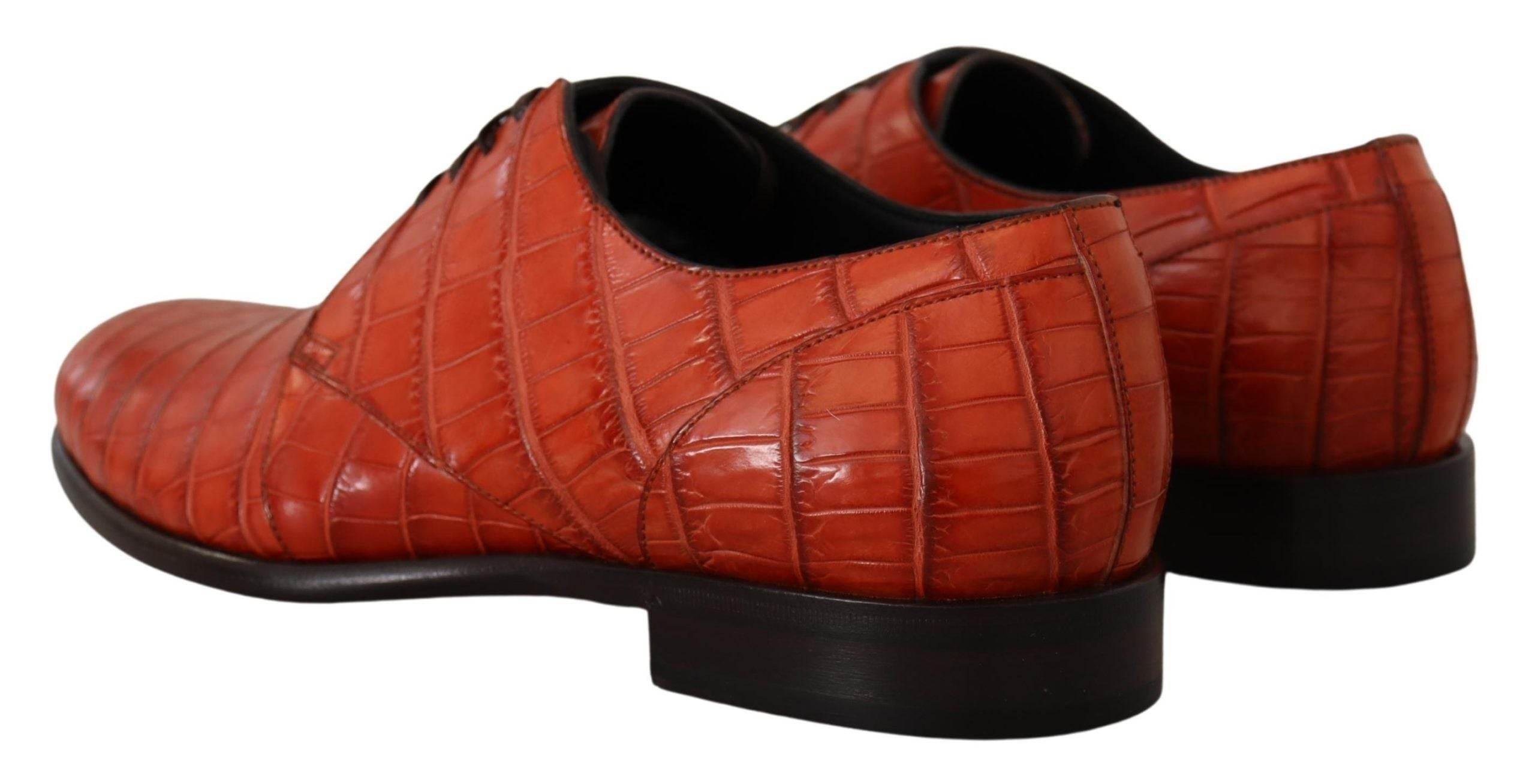 Dolce & Gabbana Exquisite Exotic Croc Leather Lace-Up Dress Shoes - Hilstor