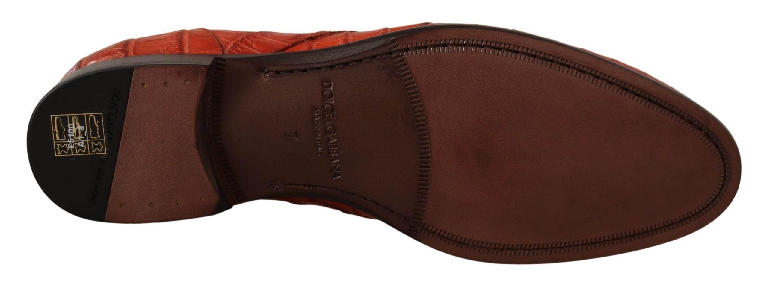 Dolce & Gabbana Exquisite Exotic Croc Leather Lace-Up Dress Shoes - Hilstor