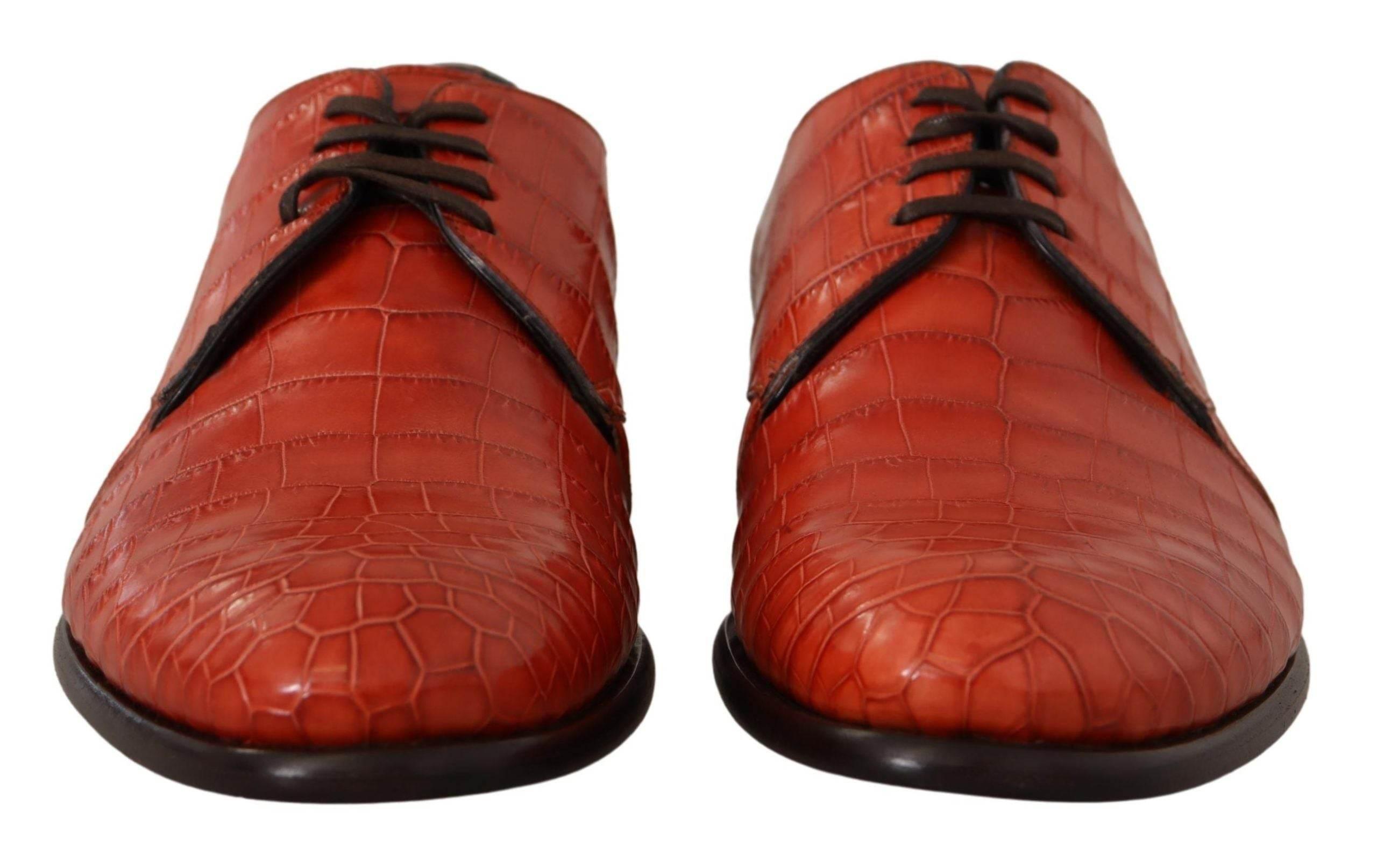 Dolce & Gabbana Exquisite Exotic Croc Leather Lace-Up Dress Shoes - Hilstor