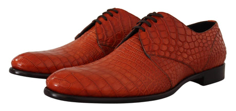 Dolce & Gabbana Exotic Orange Croc Leather Laceup Dress Shoes - Hilstor