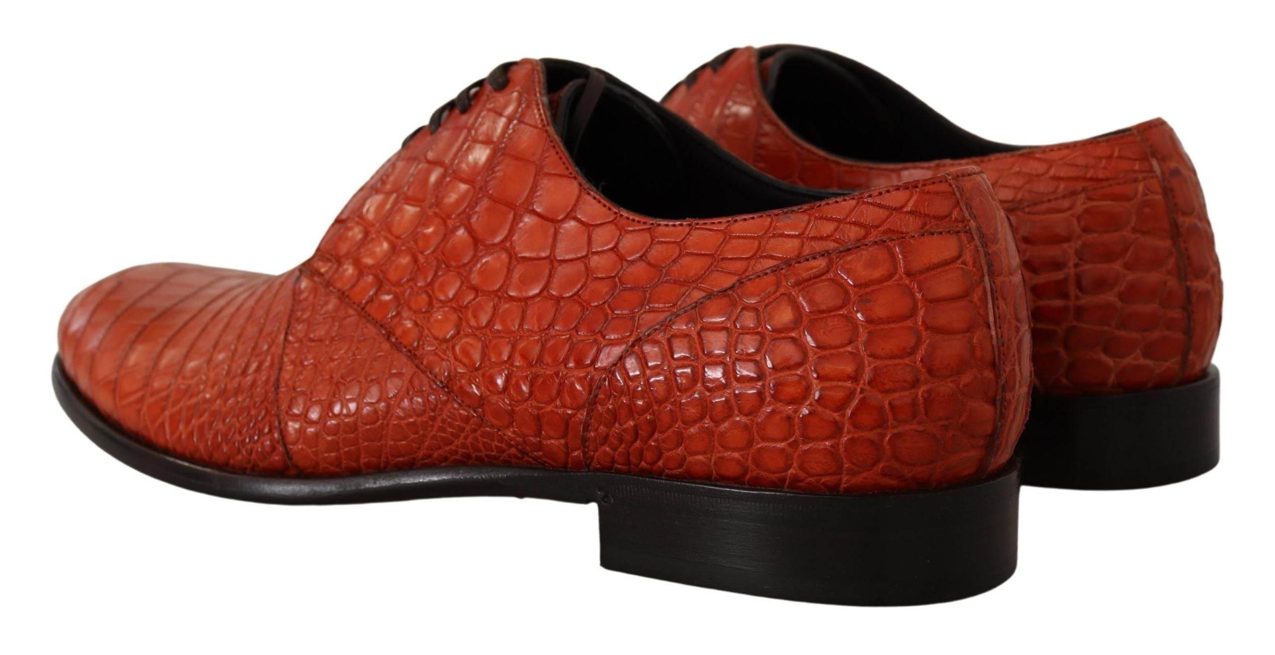Dolce & Gabbana Exotic Orange Croc Leather Laceup Dress Shoes - Hilstor