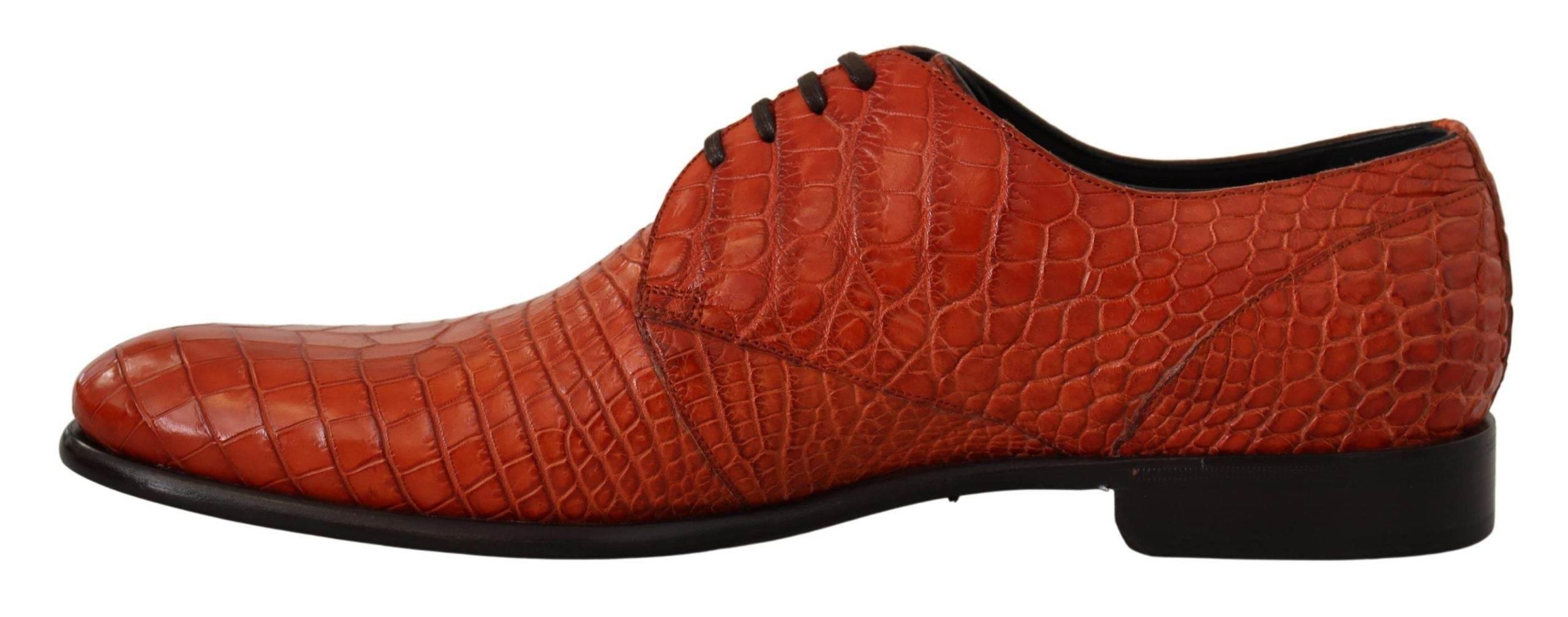 Dolce & Gabbana Exotic Orange Croc Leather Laceup Dress Shoes - Hilstor