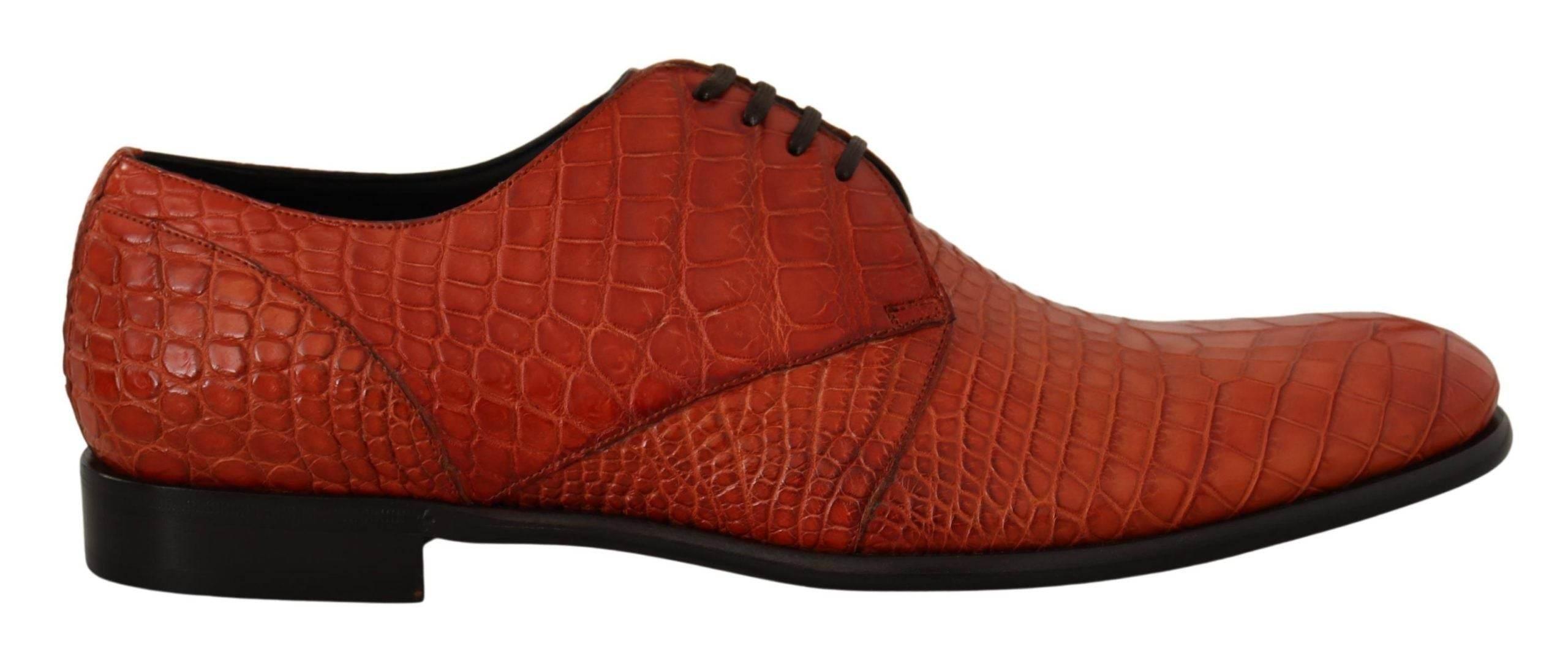 Dolce & Gabbana Exotic Orange Croc Leather Laceup Dress Shoes - Hilstor