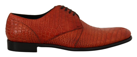Dolce & Gabbana Exotic Orange Croc Leather Laceup Dress Shoes - Hilstor