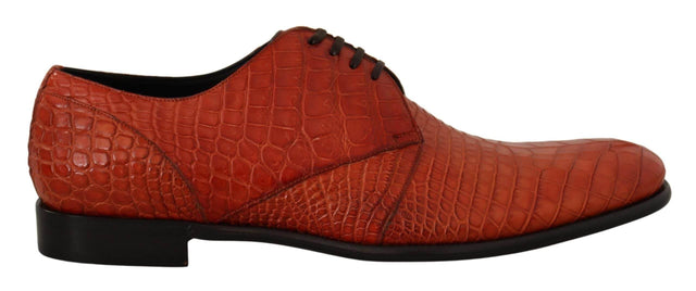 Dolce & Gabbana Exotic Orange Croc Leather Laceup Dress Shoes - Hilstor
