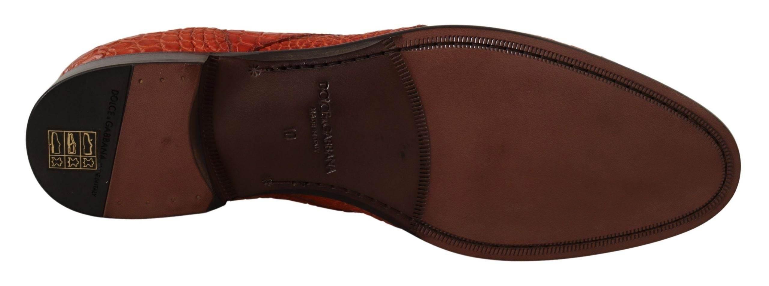 Dolce & Gabbana Exotic Orange Croc Leather Laceup Dress Shoes - Hilstor