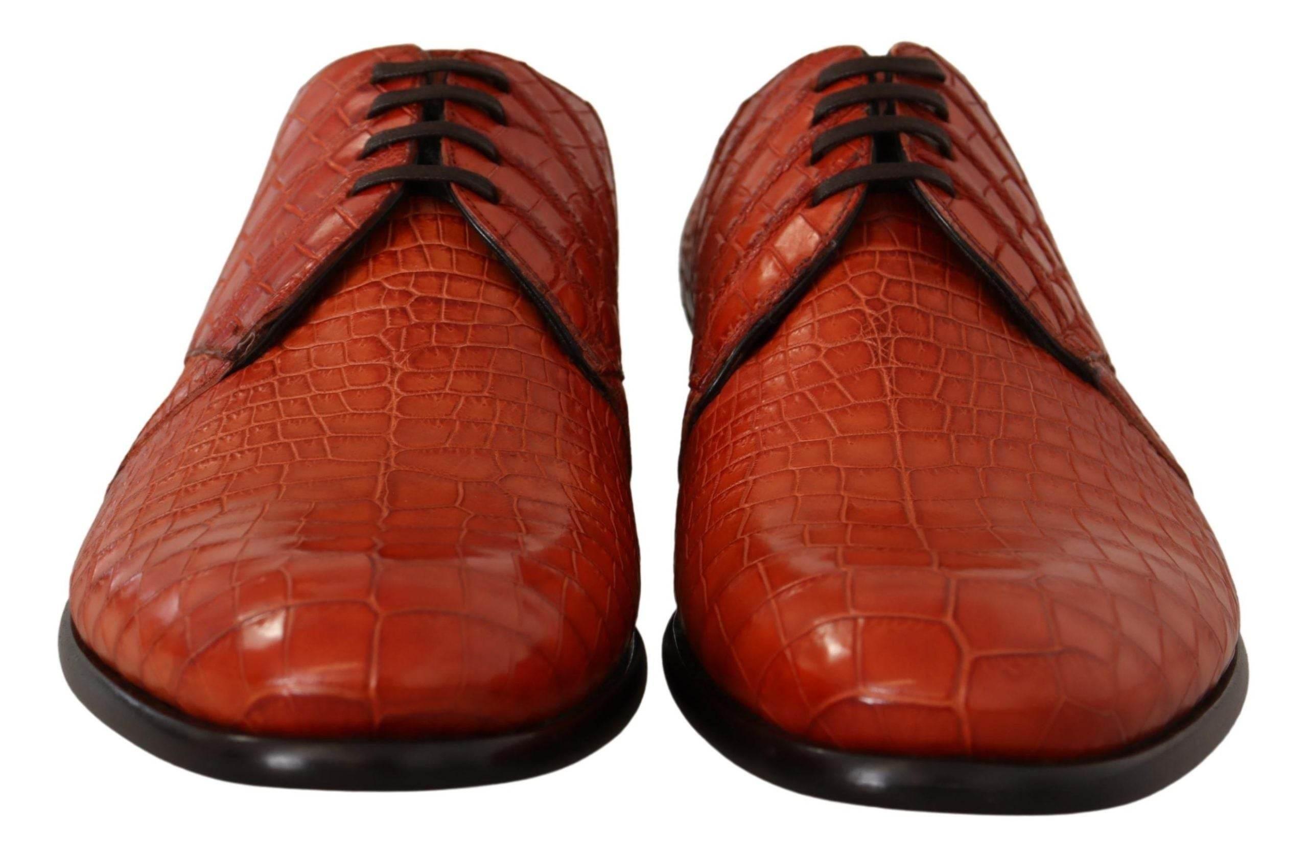 Dolce & Gabbana Exotic Orange Croc Leather Laceup Dress Shoes - Hilstor
