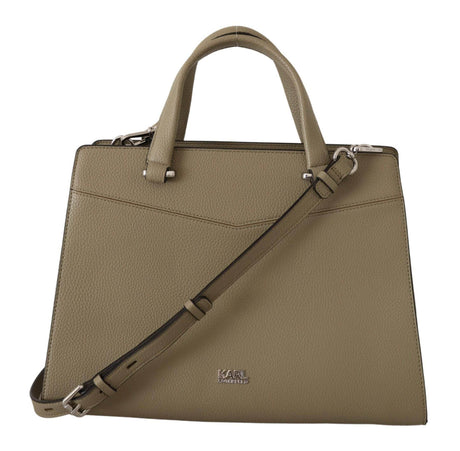 Karl Lagerfeld Enchanting Sage Green Leather Tote - Hilstor