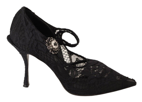 Dolce & Gabbana Elegant Black Lace Stiletto Pumps - Hilstor