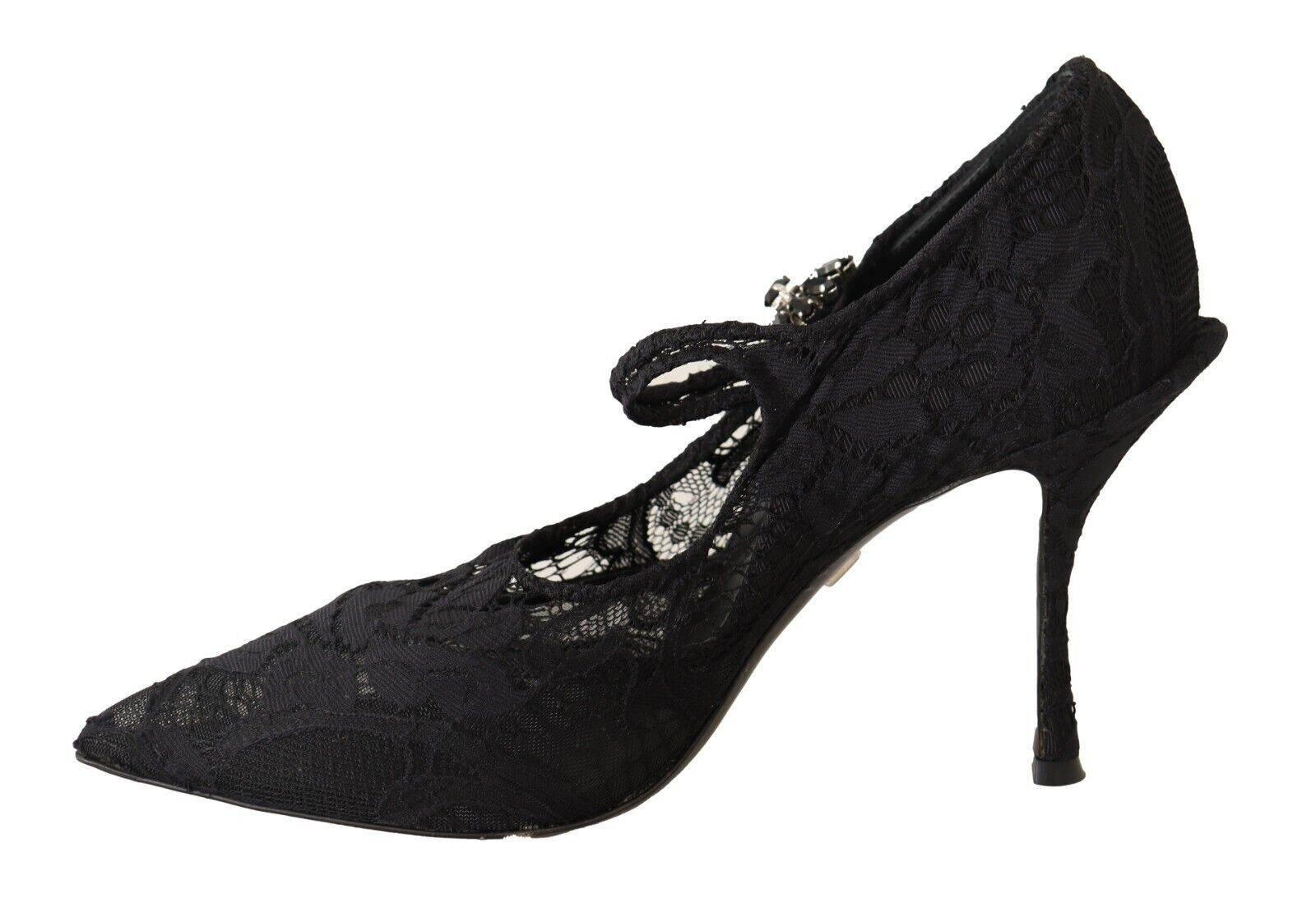 Dolce & Gabbana Elegant Black Lace Stiletto Pumps - Hilstor
