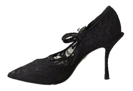 Dolce & Gabbana Elegant Black Lace Stiletto Pumps - Hilstor