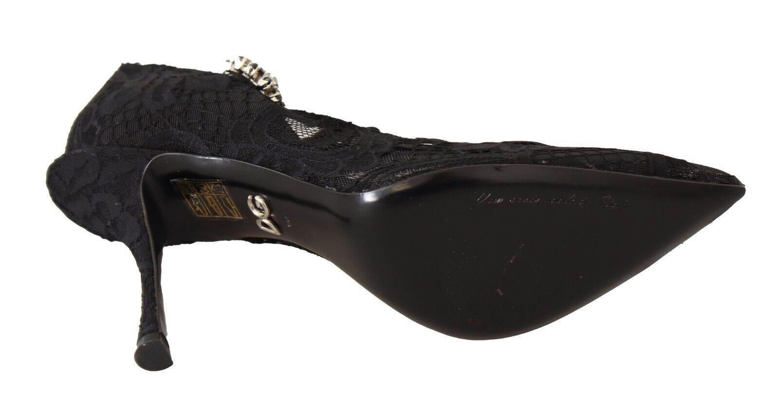 Dolce & Gabbana Elegant Black Lace Stiletto Pumps - Hilstor