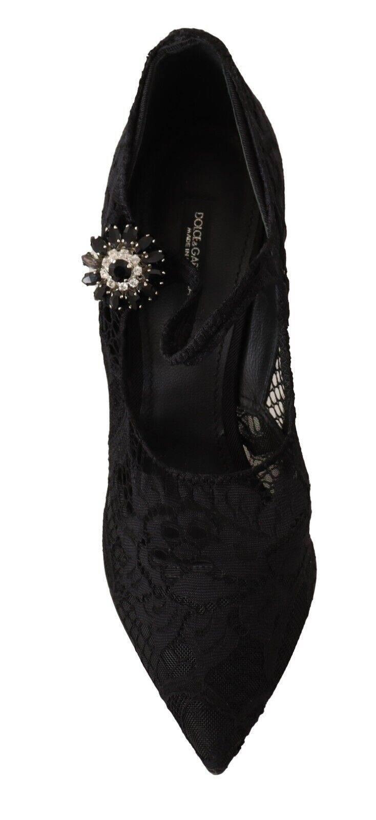 Dolce & Gabbana Elegant Black Lace Stiletto Pumps - Hilstor