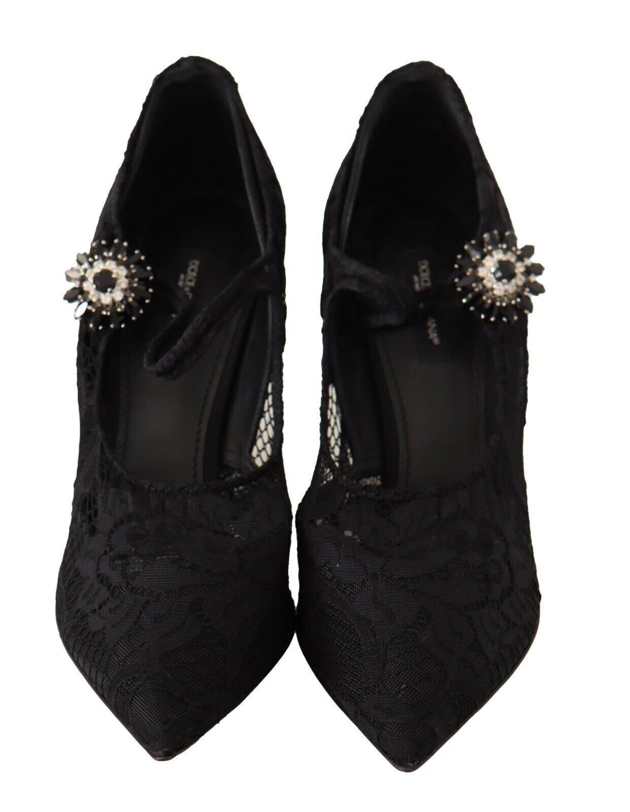 Dolce & Gabbana Elegant Black Lace Stiletto Pumps - Hilstor