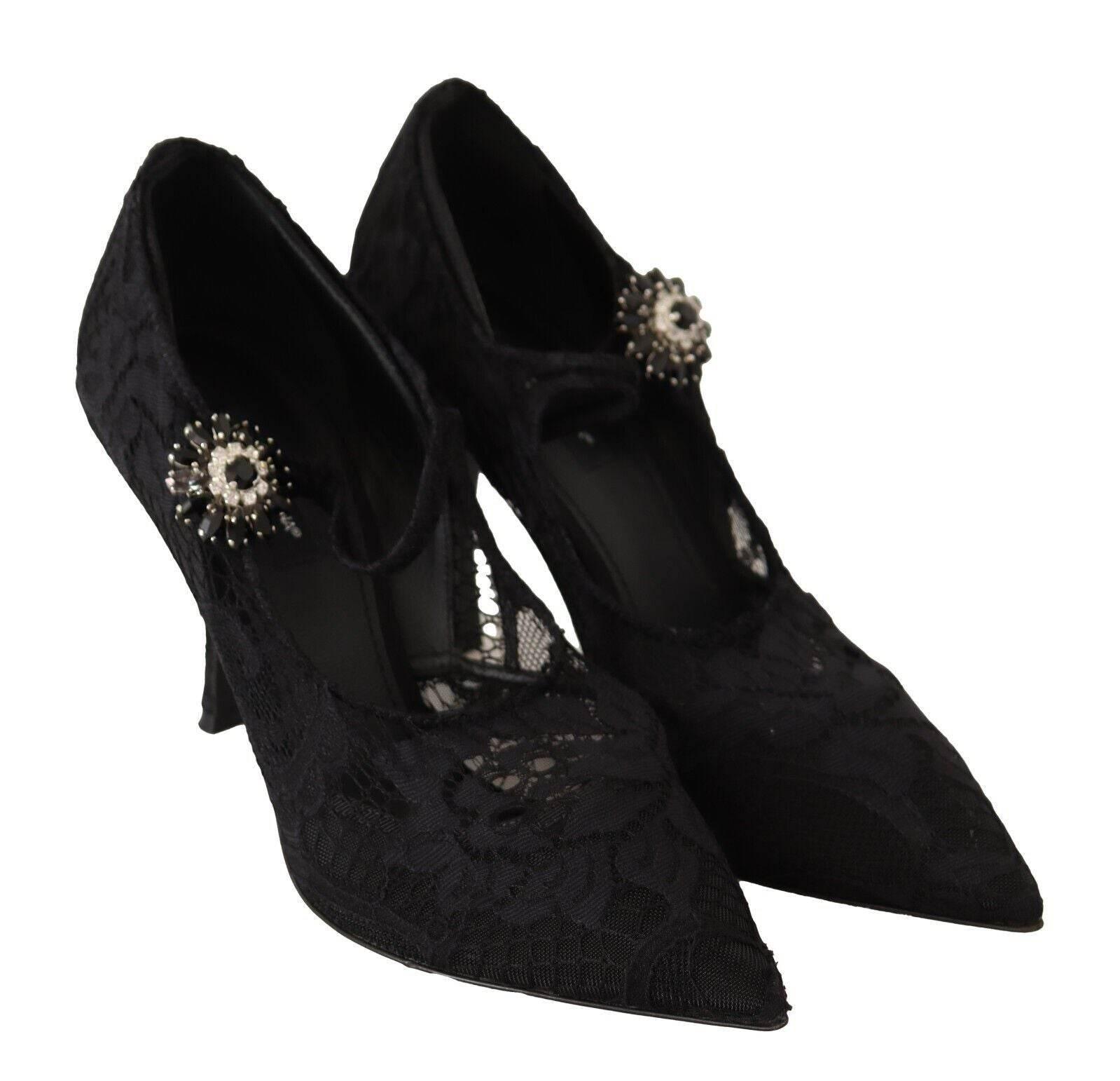 Dolce & Gabbana Elegant Black Lace Stiletto Pumps - Hilstor