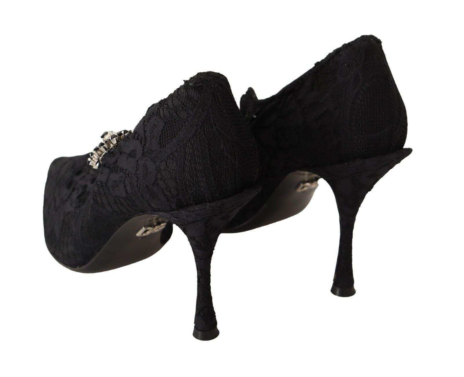 Dolce & Gabbana Elegant Black Lace Stiletto Pumps - Hilstor
