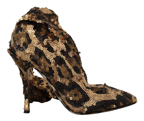 Dolce & Gabbana Elegant Leopard Sequin Knee-High Boots - Hilstor