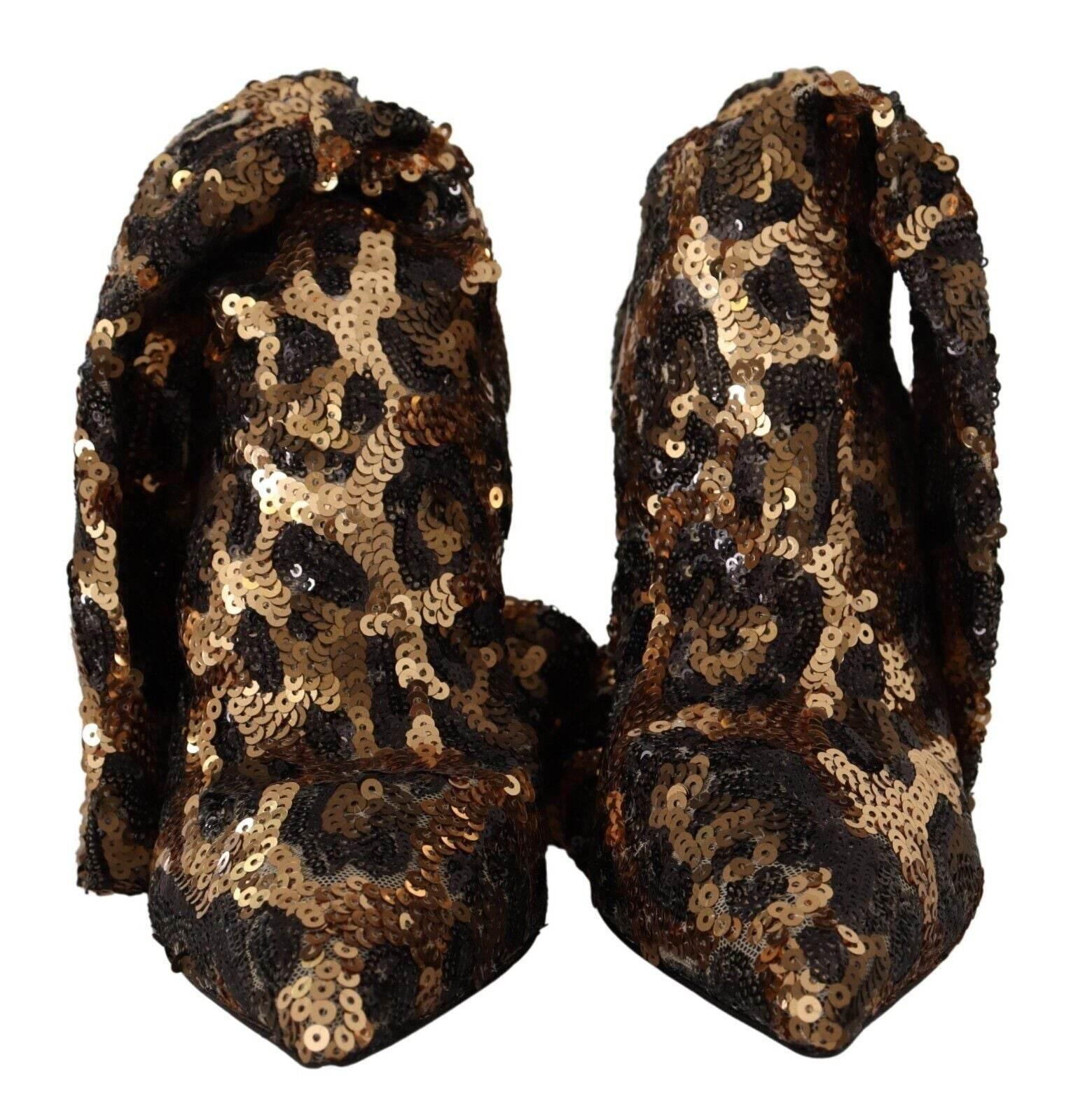Dolce & Gabbana Elegant Leopard Sequin Knee-High Boots - Hilstor