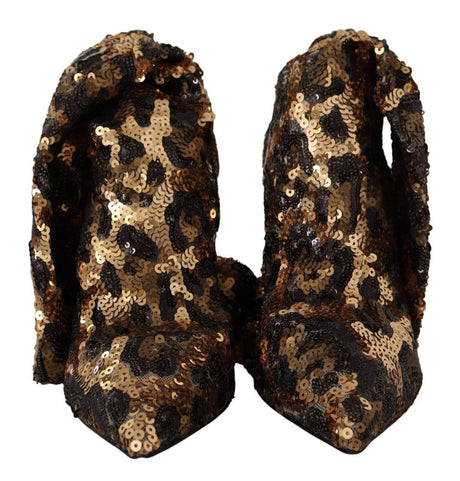 Dolce & Gabbana Elegant Leopard Sequin Knee-High Boots - Hilstor