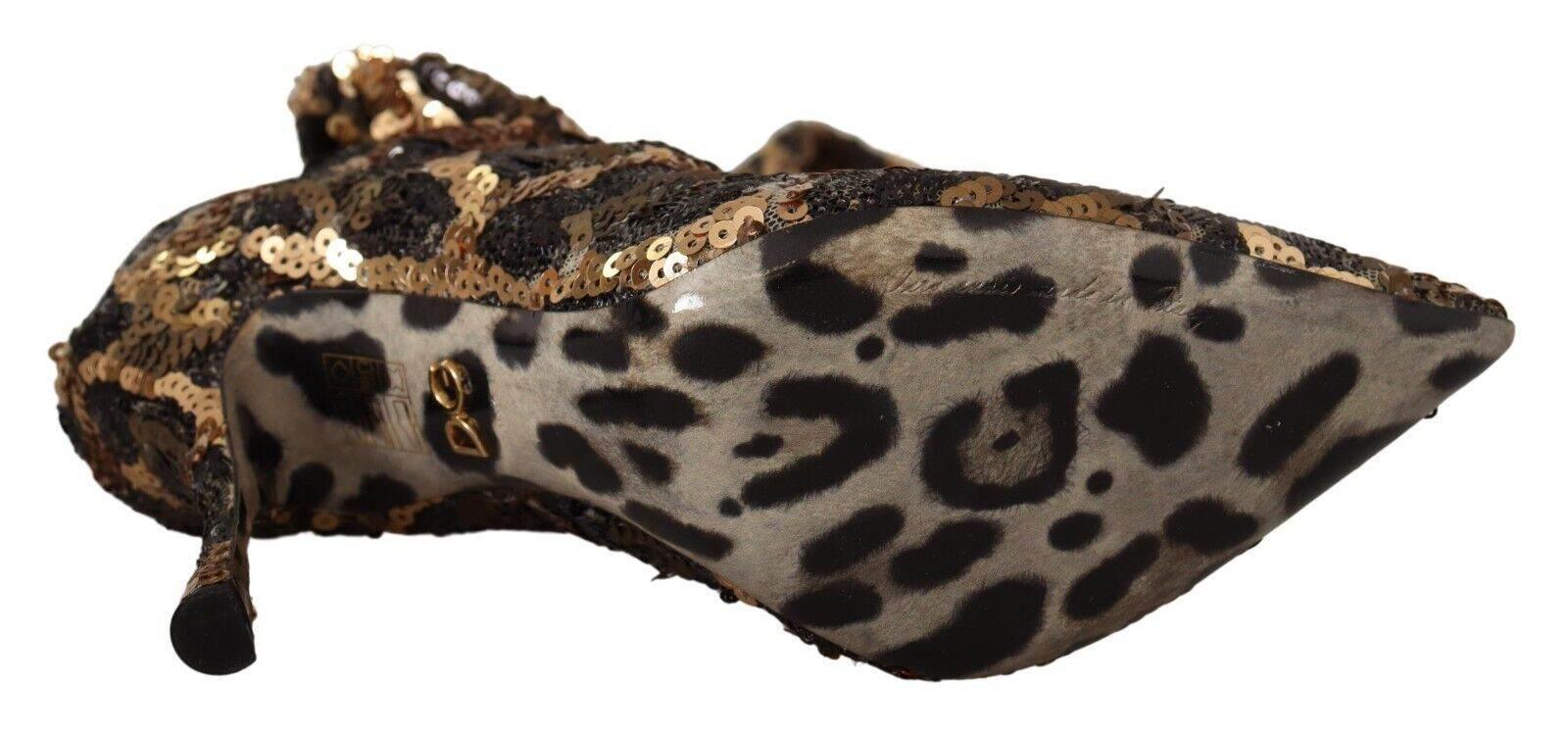 Dolce & Gabbana Elegant Leopard Sequin Knee-High Boots - Hilstor