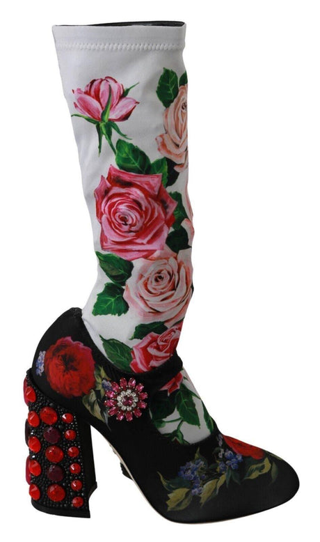 Dolce & Gabbana Floral Embellished Socks Boots - Hilstor