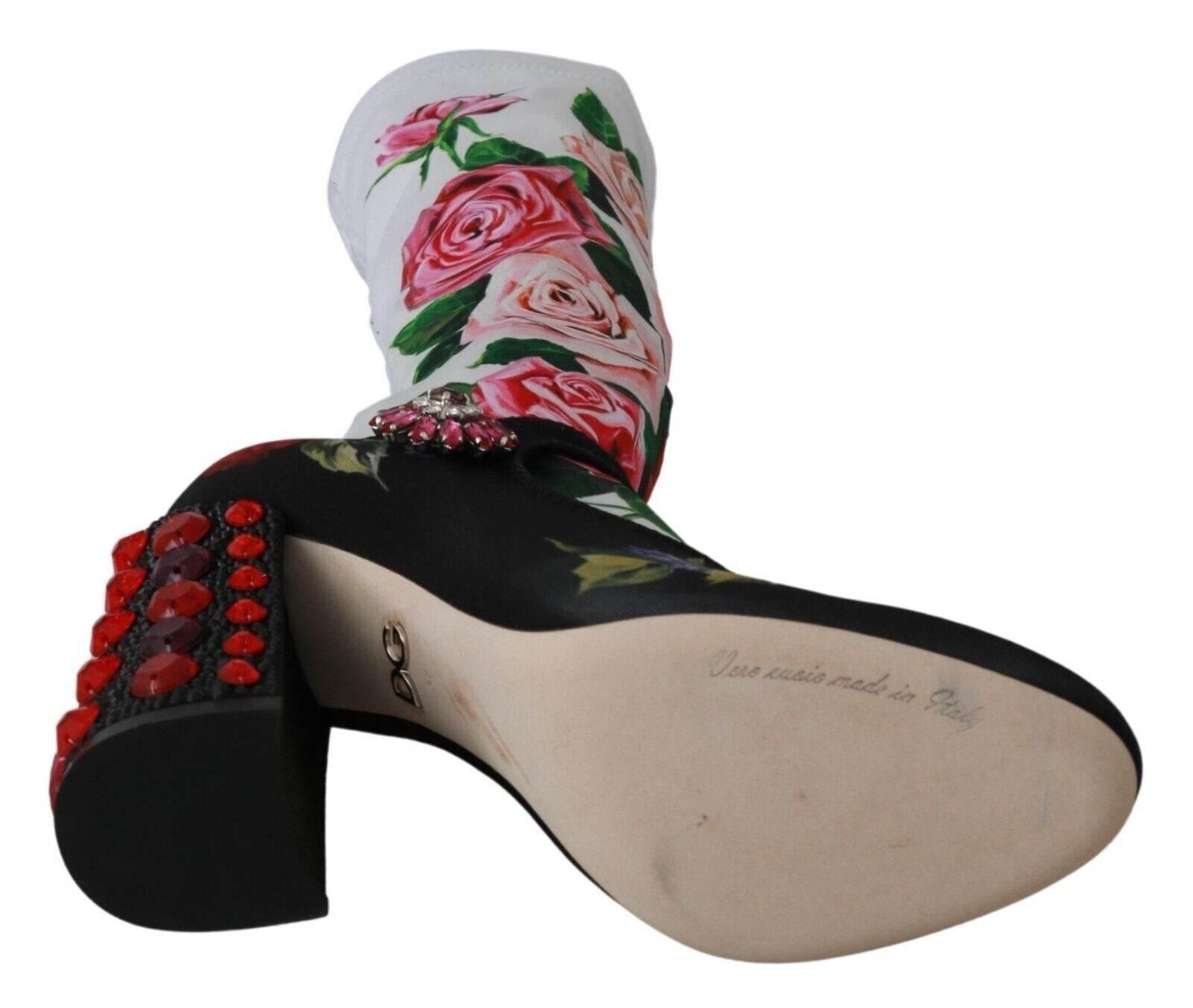 Dolce & Gabbana Floral Embellished Socks Boots - Hilstor