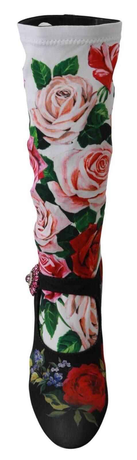 Dolce & Gabbana Floral Embellished Socks Boots - Hilstor