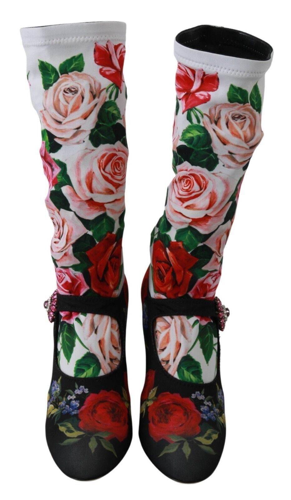 Dolce & Gabbana Floral Embellished Socks Boots - Hilstor