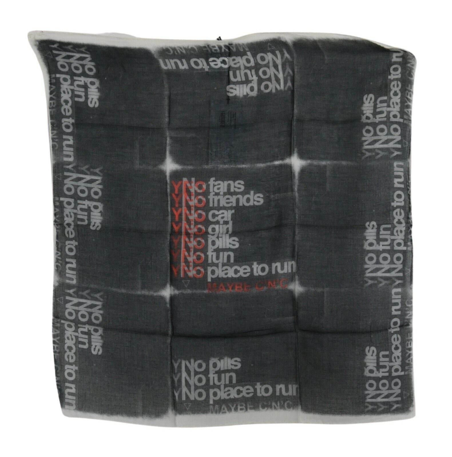 Costume National Dark Gray Wool Foulard Branded Scarf - Hilstor