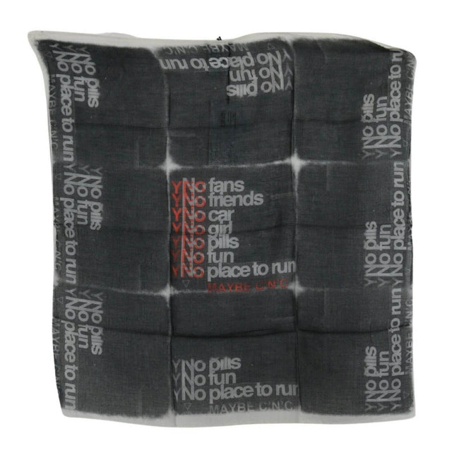 Costume National Dark Gray Wool Foulard Branded Scarf - Hilstor