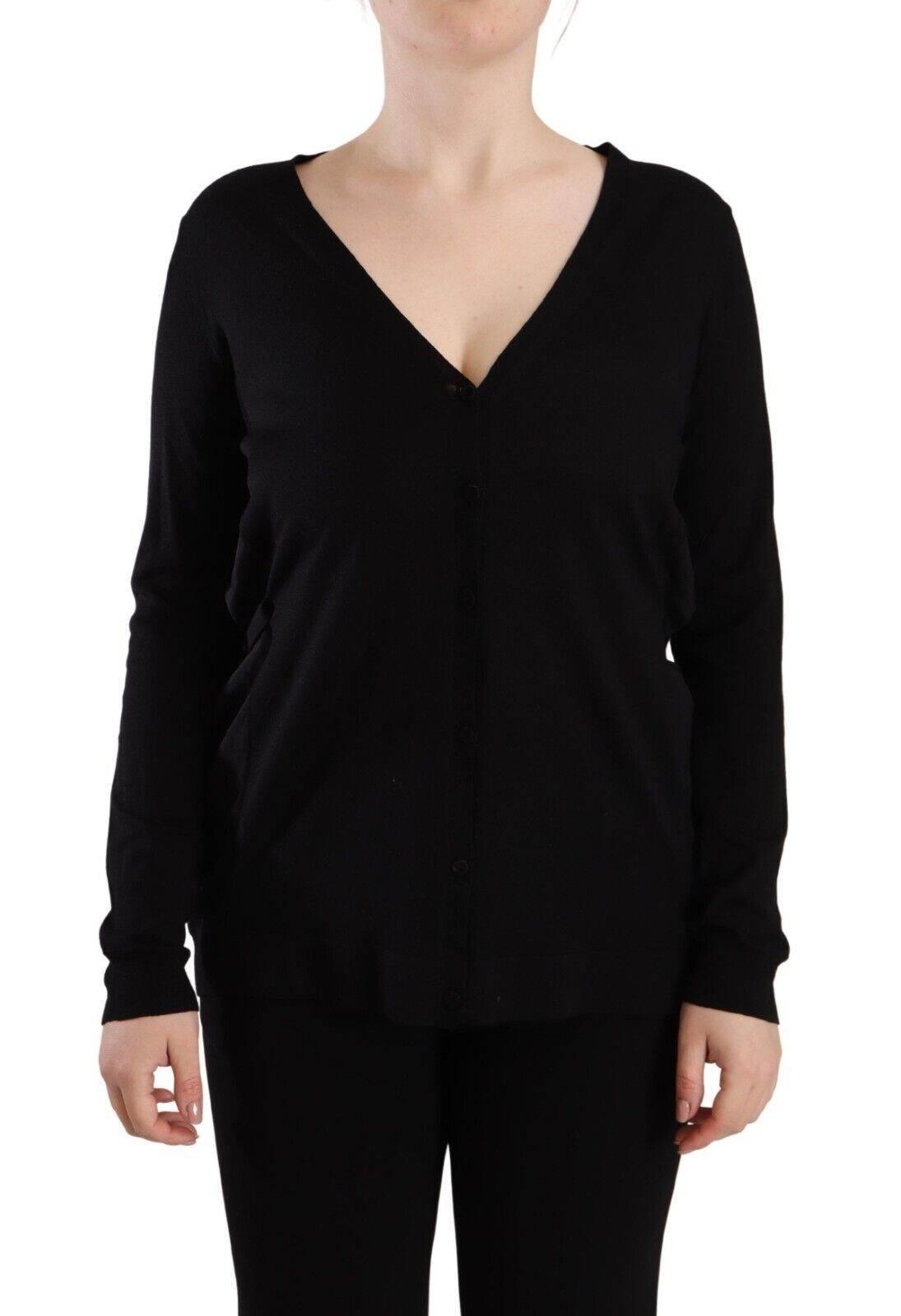 Dolce & Gabbana Black Wool V-neck Long Sleeves Pullover Top - Hilstor