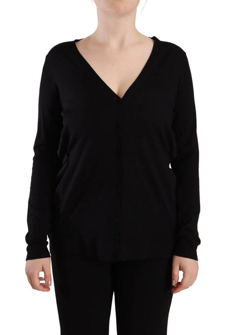 Dolce & Gabbana Black Wool V-neck Long Sleeves Pullover Top - Hilstor