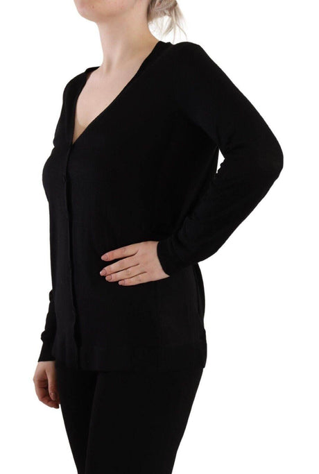 Dolce & Gabbana Black Wool V-neck Long Sleeves Pullover Top - Hilstor