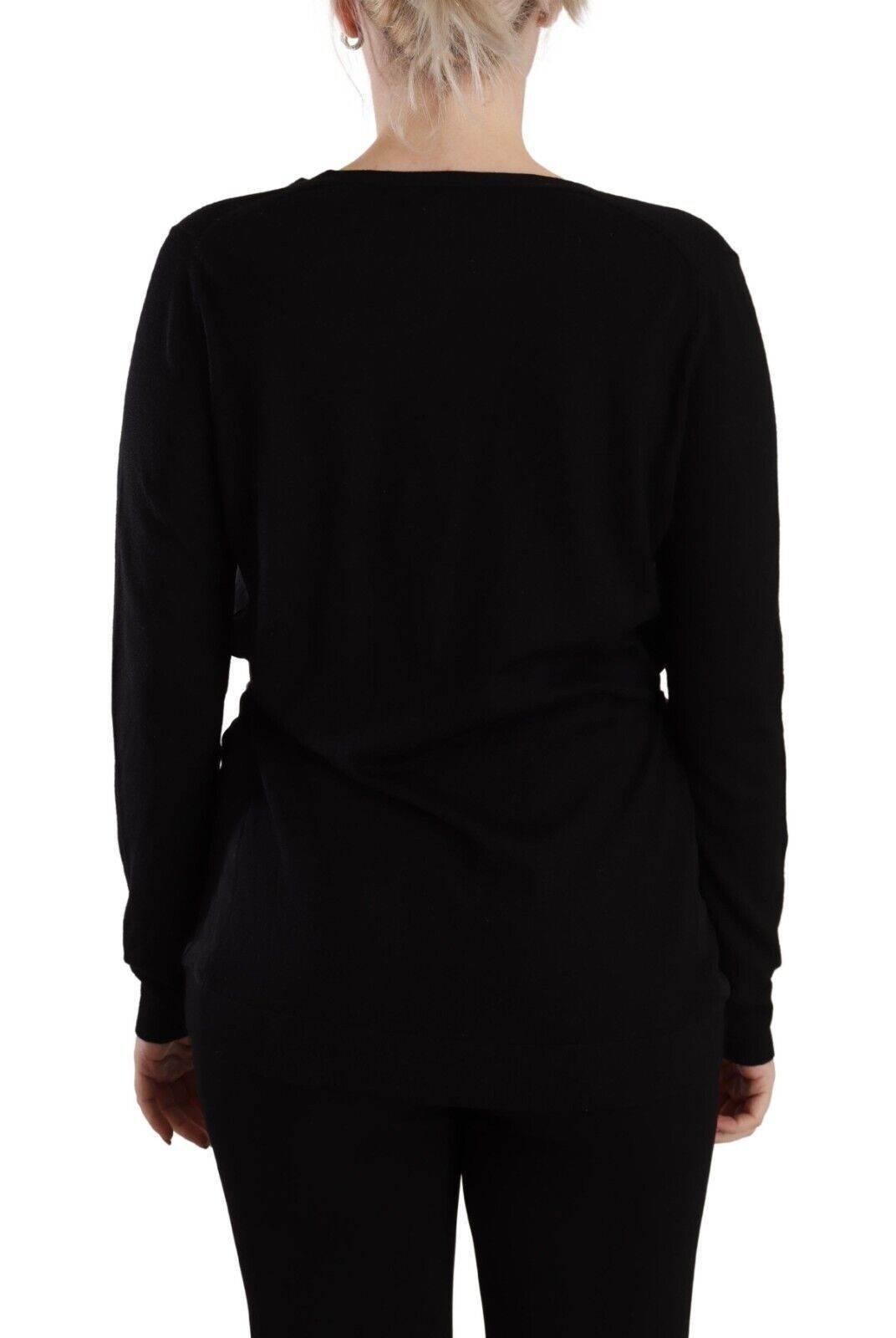 Dolce & Gabbana Black Wool V-neck Long Sleeves Pullover Top - Hilstor